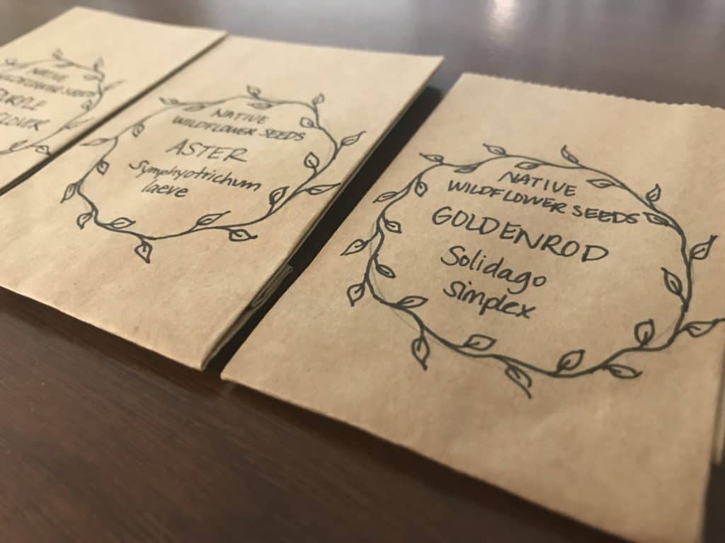 Homemade decorated wildflower seed packets 